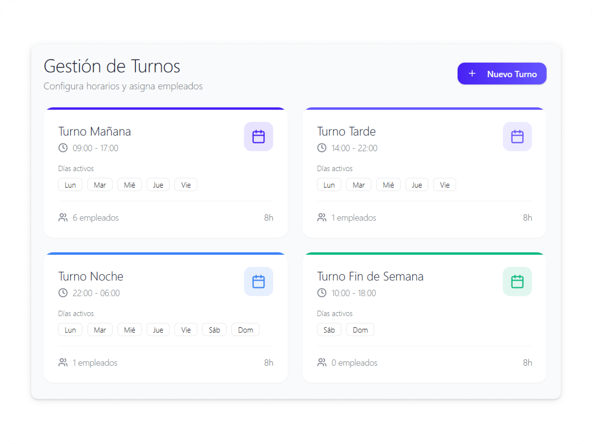 Gestión de turnos Crehana Payroll